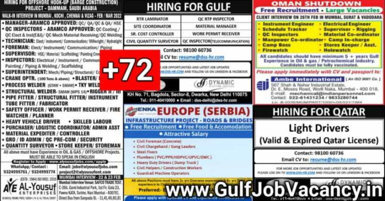Assignment Abroad Today Jobs 22 Feb 2022