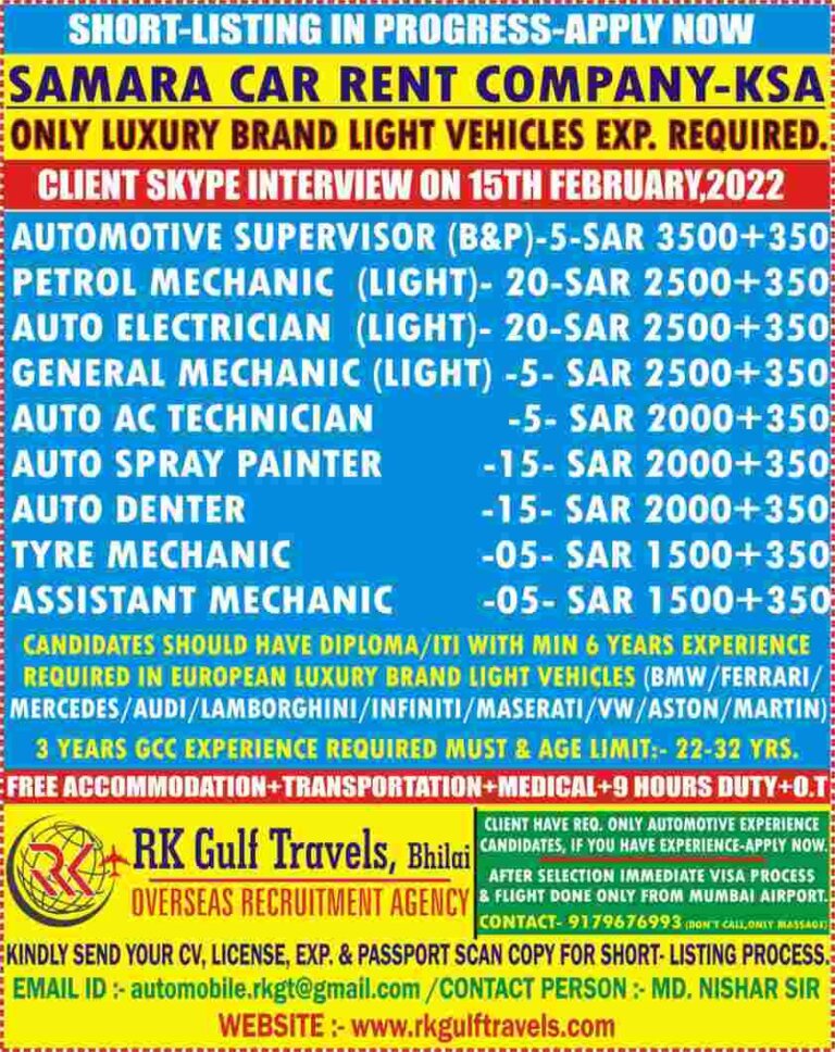 Car Rent Company Jobs – KSA Vacancies