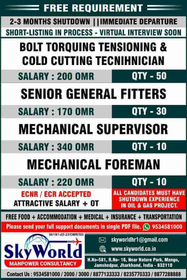 Oman Shutdown Jobs