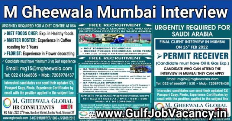 Gulf Jobs – Mumbai Interview | 800+ Vacancies