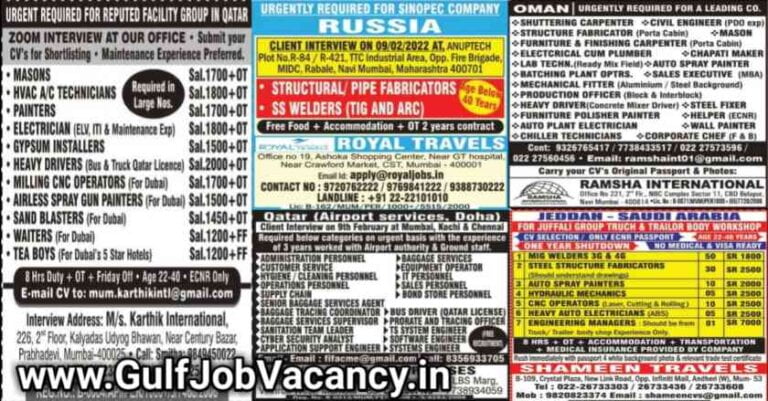 Gulf Paper Jobs – Mumbai Interviews | 500+ Vacancies