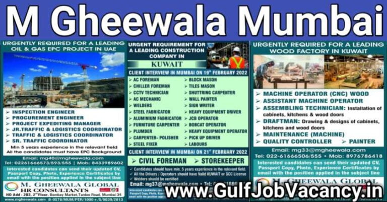 M Gheewala Mumbai Interview | 400+ Vacancies