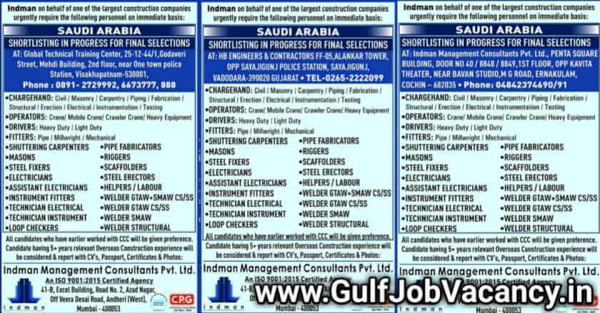 Read more about the article Saudi Job Vacancy – Required Construction Company