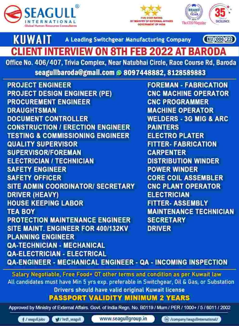 Switchgear Manufacturing Company Jobs For Kuwait