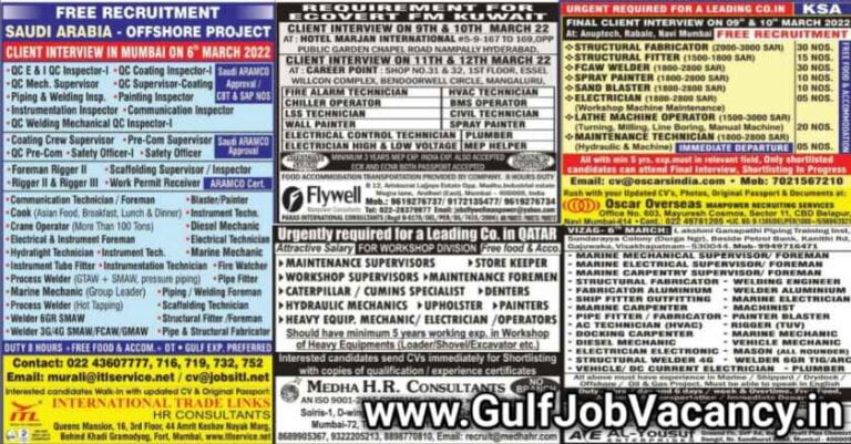 Gulf Job Paper | Abroad Jobs Mumbai Interview