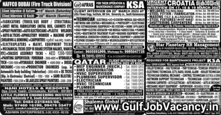 Malayala Classified Gulf Jobs Newspaper 16th March 2022