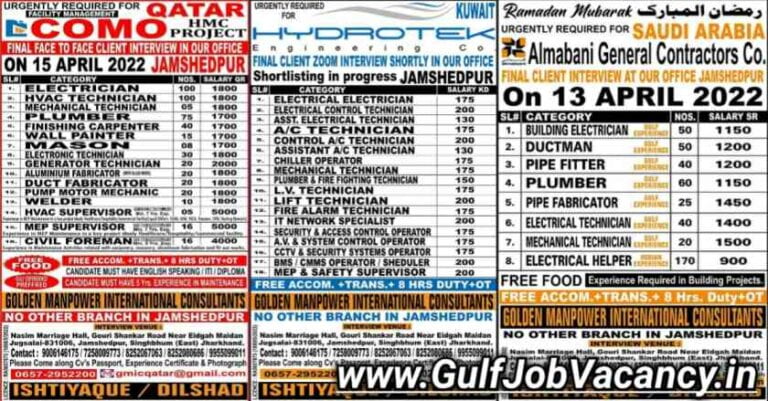GMIC Jamshedpur | Gulf Jobs Interviews