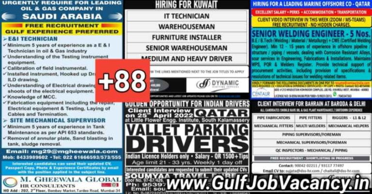Gulf Job Vacancies Newspaper 21 April 2022