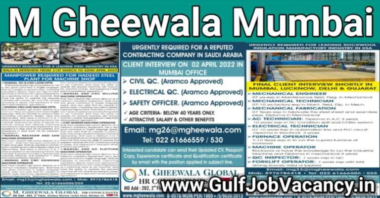 M Gheewala | Gulf Jobs Interviews Mumbai