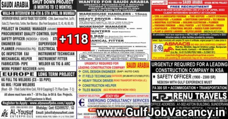 Gulf Jobs Newspaper Today 03rd April 2022