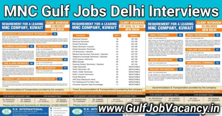 MNC Gulf Jobs | New Delhi Interview