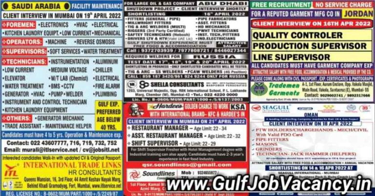 Mumbai Gulf Job Paper Interviews