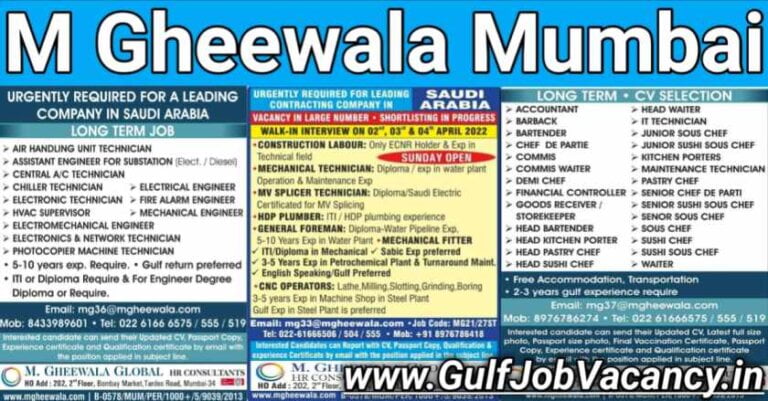 Mumbai Gulf Jobs Interviews | Gheewala Global