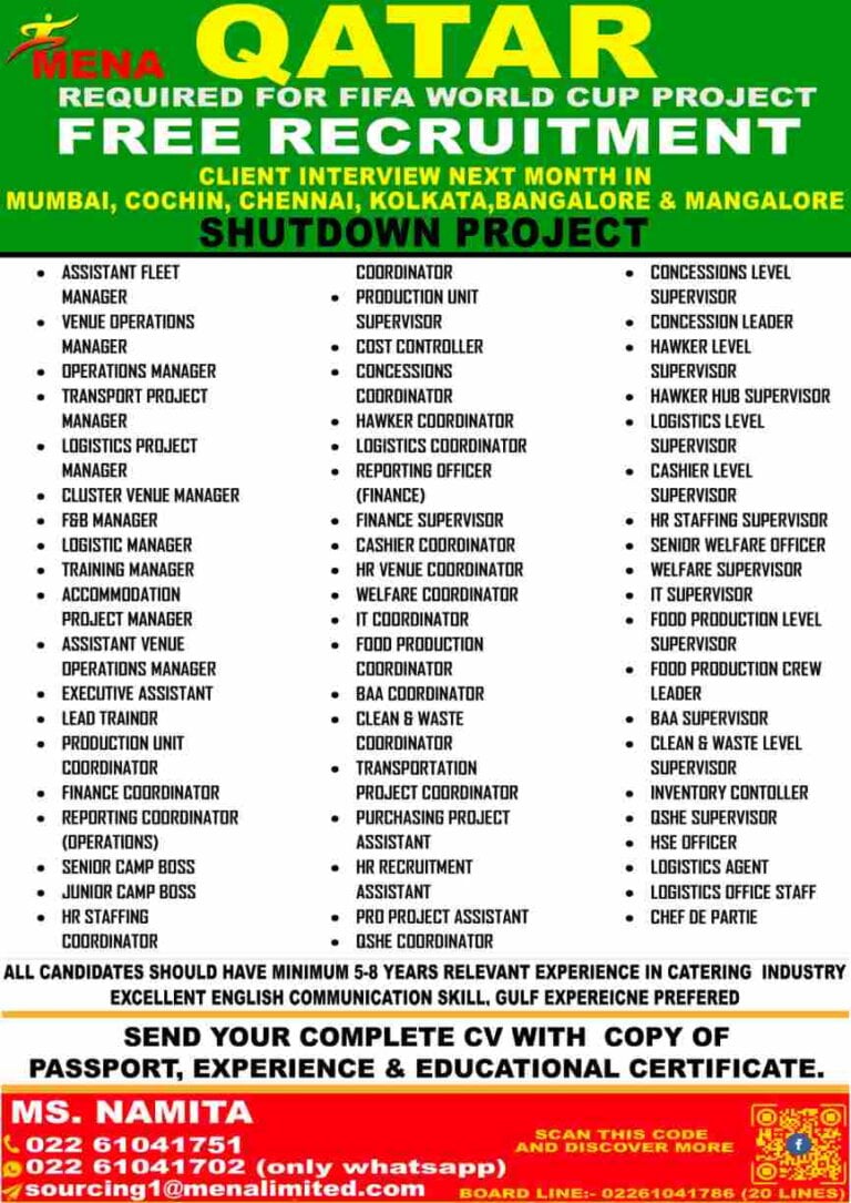 Free Visa Gulf Jobs | Fifa World Cup