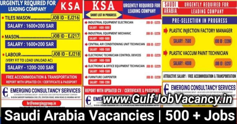 Gccwalkins Mumbai – Vacancies For Saudi Arabia