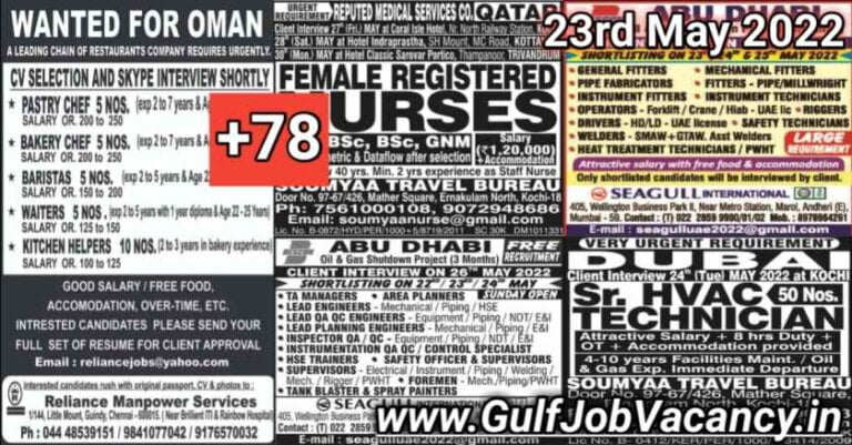 Gulf Job Vacancies Newspaper 23 May 2022
