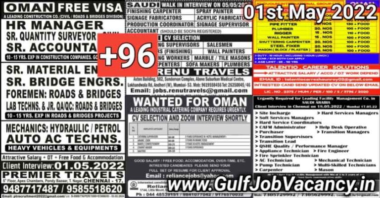 Gulf Job Vacancy Today Newspaper 01 May 2022