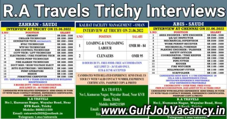 Abroad Jobs – RA Travels Trichy Interview