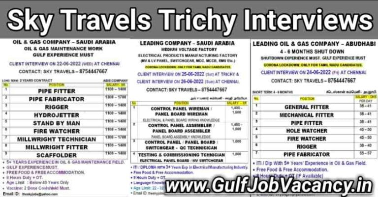 Abroad Vacancies – Sky Travels Trichy Interview