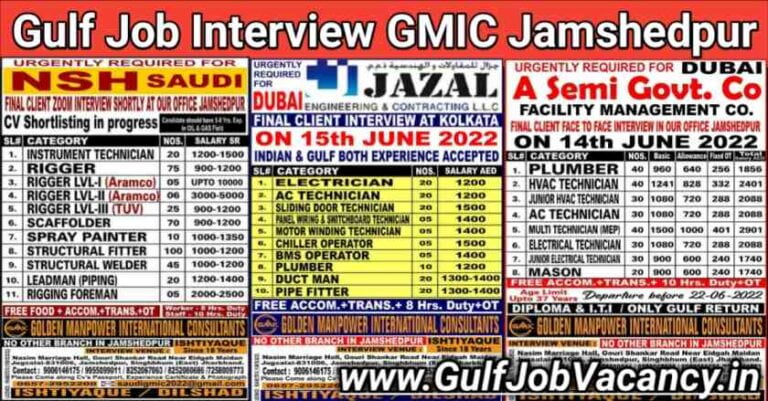 Gulf Job Interview – GMIC Jamshedpur