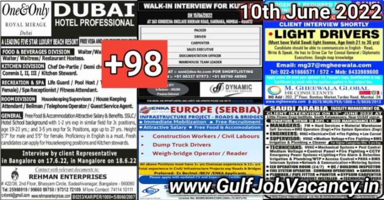 Gulf Job Paper Today 2022 – 10 June