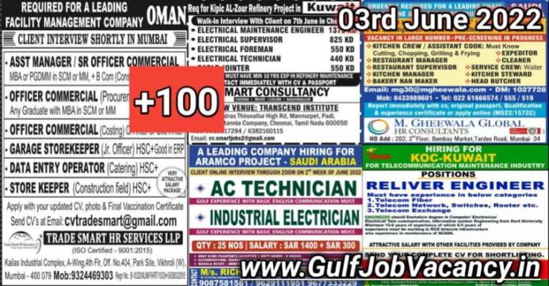 Gulf Job Vacancies Newspaper 03 June 2022