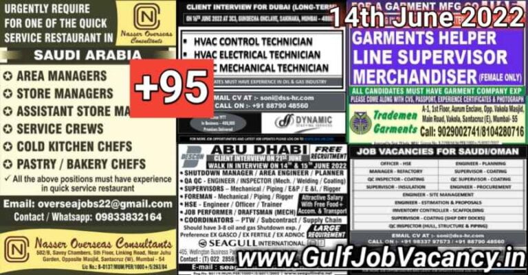 Gulf Job Vacancies Newspaper 14 June 2022