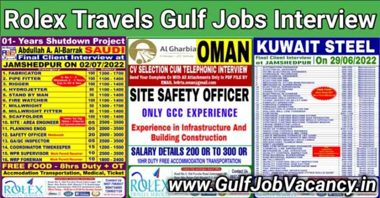 Gulf Jobs Update | Rolex Travels Services