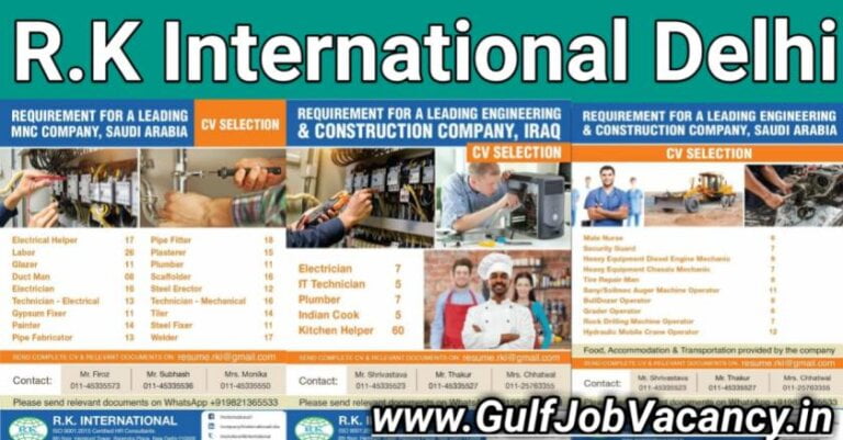 Gulfwalkin Delhi – Job Vacancies For Saudi Arabia
