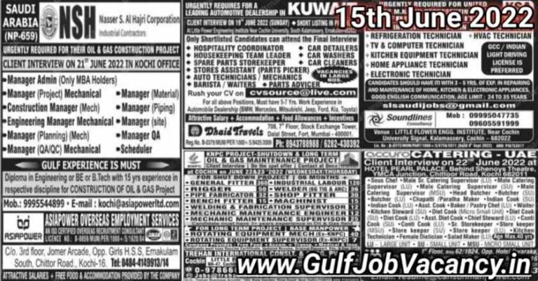 Malayala Classified Gulf Jobs Newspaper 15 June 2022