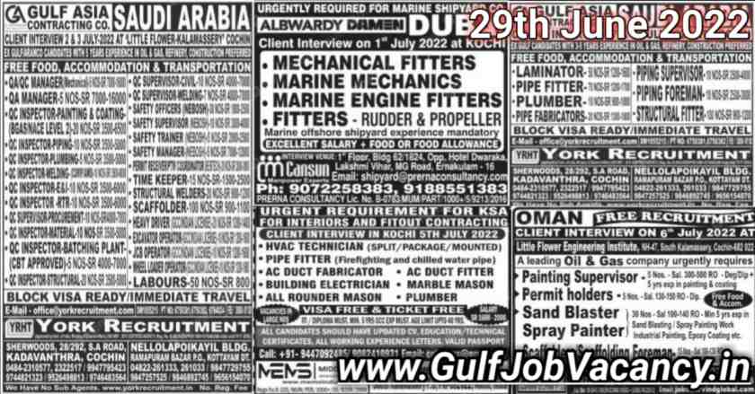 Malayala Classified Gulf Jobs Newspaper 29th June 2022