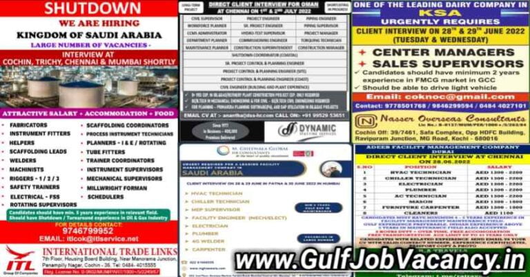 Overseas Vacancies | Hiring Saudi/Oman/Dubai