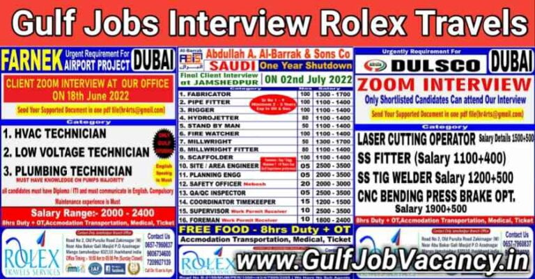 Rolex Travels – Vacancies For Dubai & Saudi Arabia