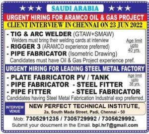 Saudi Arabia Jobs - Hiring ARAMCO Oil & Gas Project