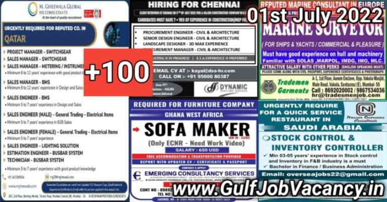 Gulf Job Vacancies Newspaper 01st July 2022
