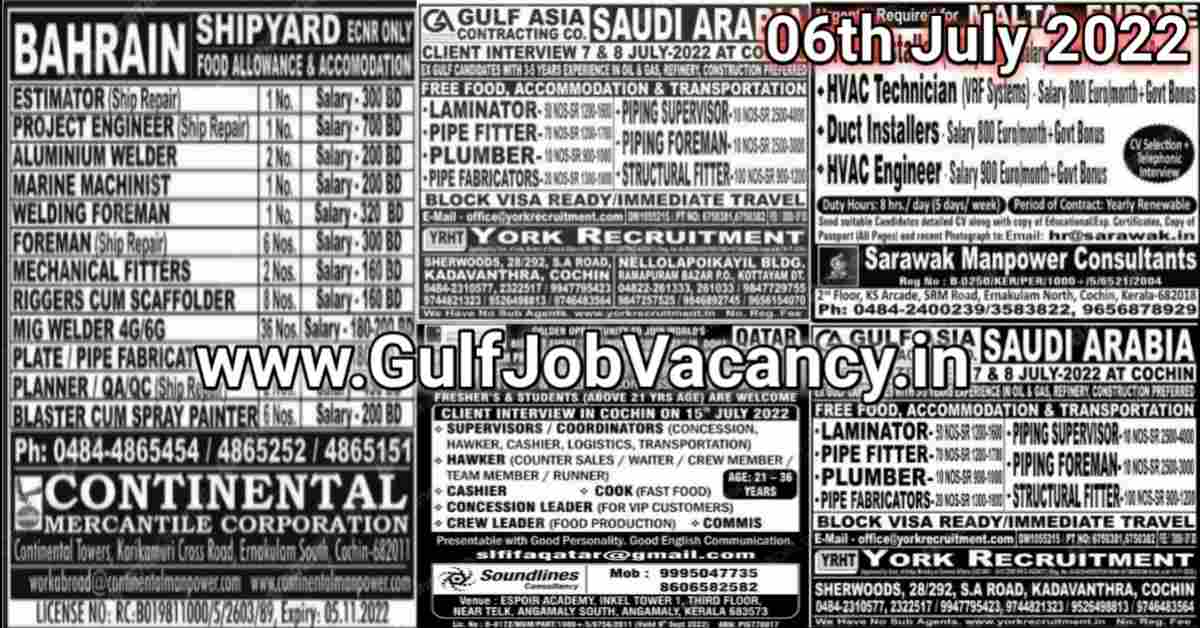Malayala Classified Gulf Jobs Newspaper 06th July 2022