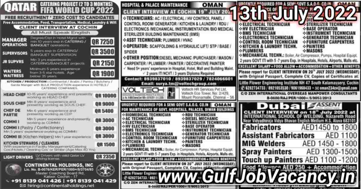 Malayala Classified Gulf Jobs Newspaper 13th July 2022