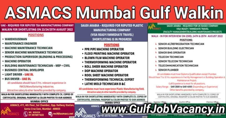 ASMACS Mumbai | Gulf Job Walkin