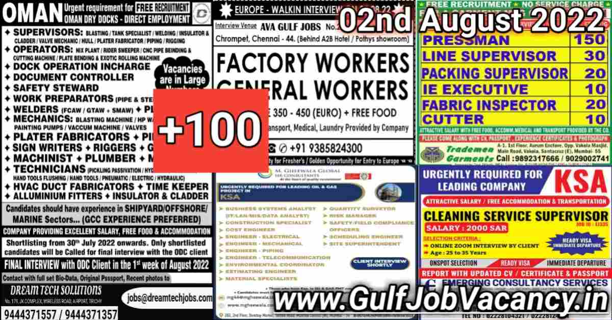 Gulf Job Vacancies Newspaper 02 July 2022