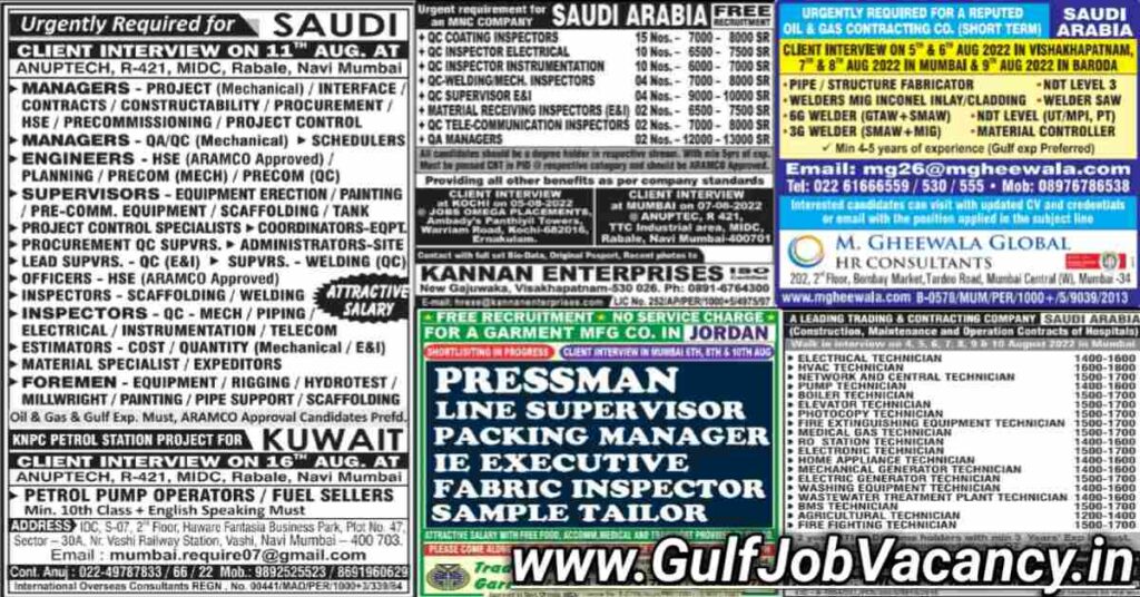 Mumbai Gulf Paper Jobs