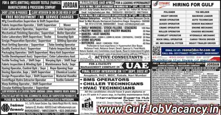 Gulf Job Mumbai Paper | Abroad Interview