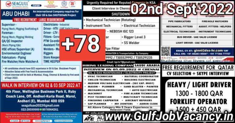 Gulf Job Vacancies Newspaper 02 September 2022