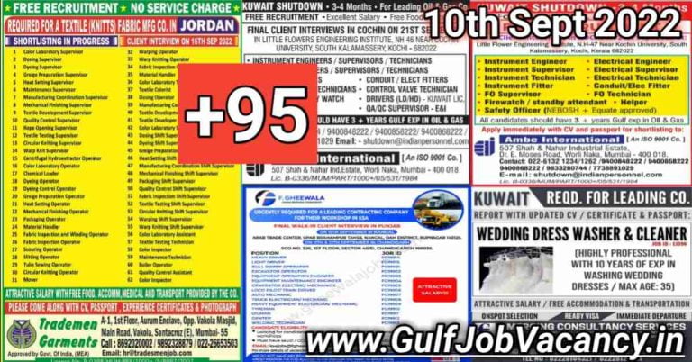 Gulf Job Vacancies Newspaper 10 September 2022