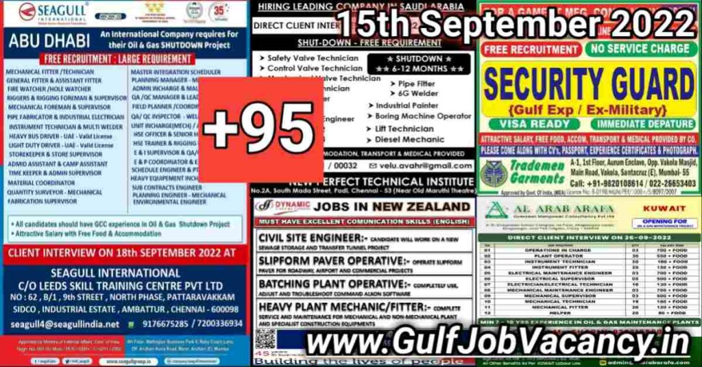 Gulf Job Vacancies Newspaper 15th September 2022