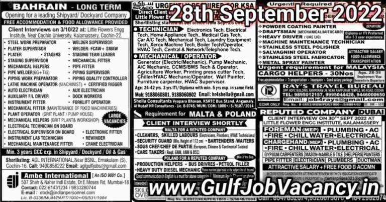Malayala Classified Gulf Jobs Newspaper 28 September 2022