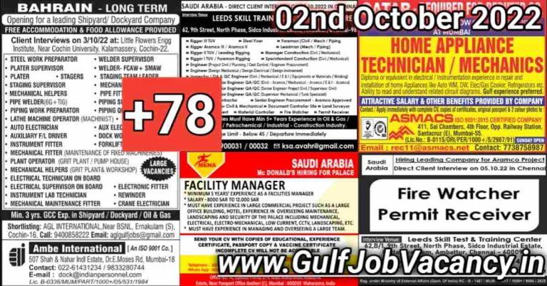 Gulf Job Vacancies Newspaper 02 October 2022