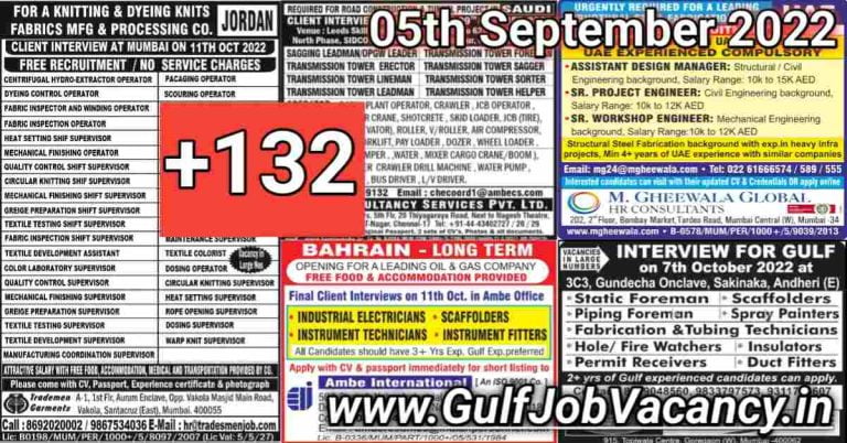 Gulf Job Vacancies Newspaper 05 October 2022