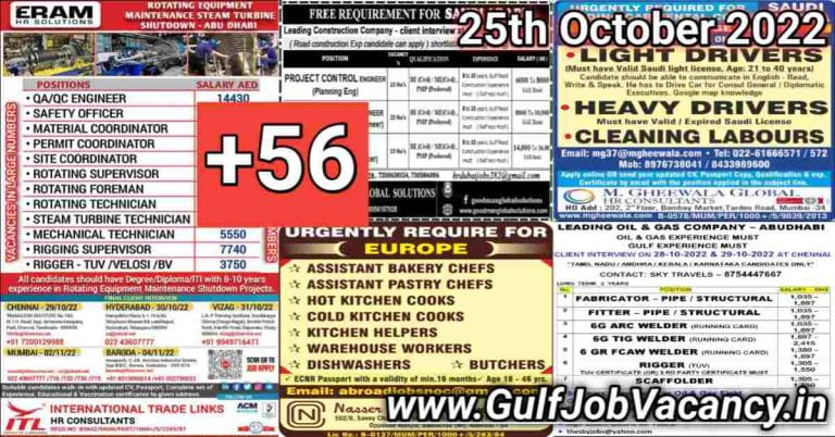 Gulf Job Vacancies Newspaper 25 October 2022