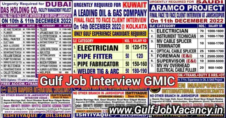 Gmic Interview | Gulf Job Vacancy Jamshedpur