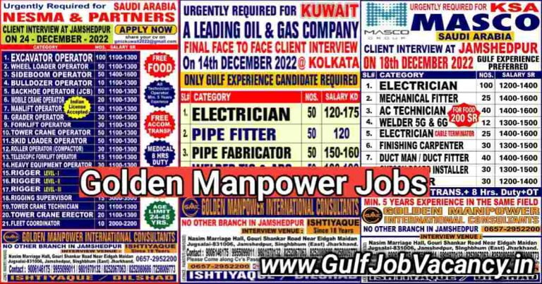 Golden Manpower | Saudi And Kuwait Vacancies